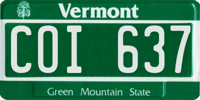 VT license plate COI637