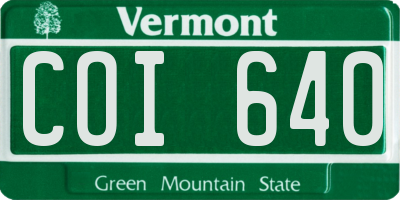 VT license plate COI640