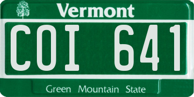 VT license plate COI641