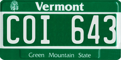 VT license plate COI643