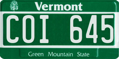 VT license plate COI645
