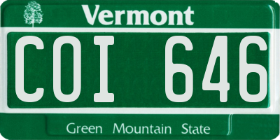 VT license plate COI646