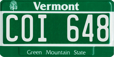 VT license plate COI648