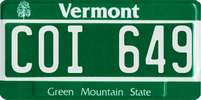 VT license plate COI649