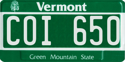 VT license plate COI650