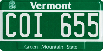VT license plate COI655