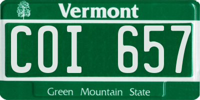 VT license plate COI657