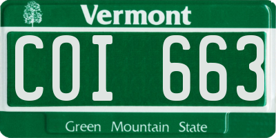 VT license plate COI663