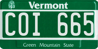 VT license plate COI665