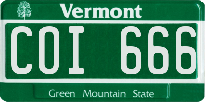 VT license plate COI666