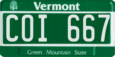 VT license plate COI667