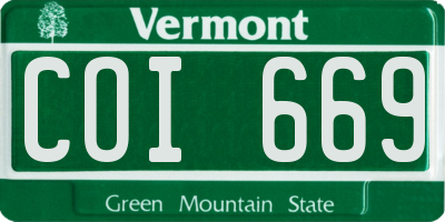 VT license plate COI669