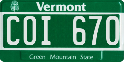 VT license plate COI670