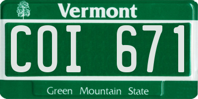 VT license plate COI671