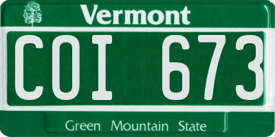 VT license plate COI673