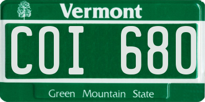 VT license plate COI680