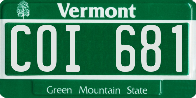 VT license plate COI681