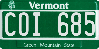 VT license plate COI685