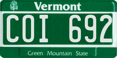 VT license plate COI692