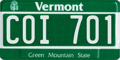 VT license plate COI701