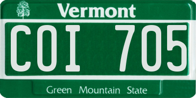 VT license plate COI705