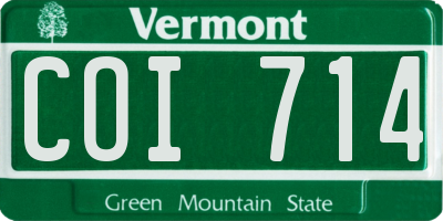 VT license plate COI714
