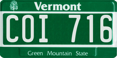 VT license plate COI716
