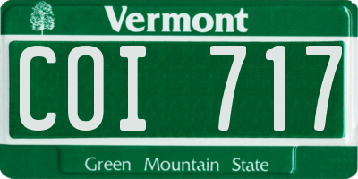 VT license plate COI717