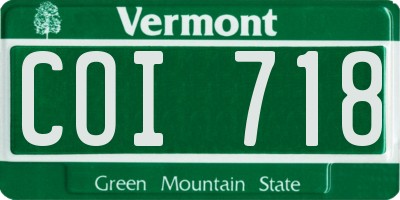 VT license plate COI718