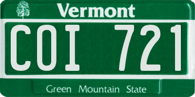 VT license plate COI721