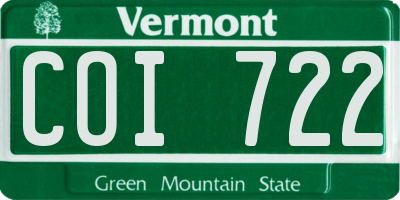 VT license plate COI722