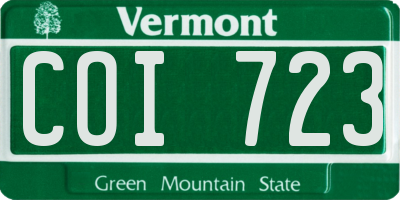 VT license plate COI723
