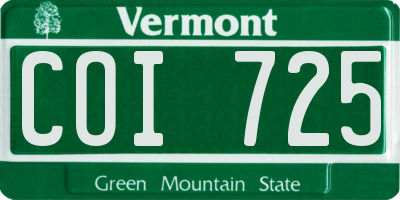 VT license plate COI725