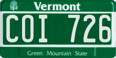 VT license plate COI726