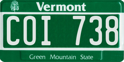 VT license plate COI738