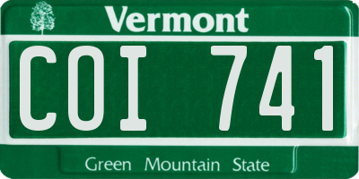 VT license plate COI741