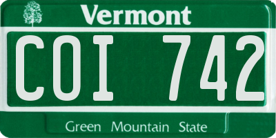 VT license plate COI742