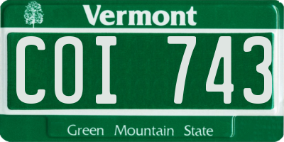 VT license plate COI743