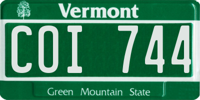 VT license plate COI744