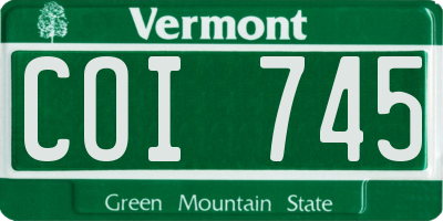 VT license plate COI745