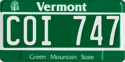 VT license plate COI747