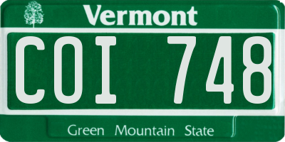 VT license plate COI748