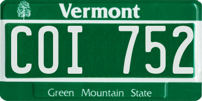 VT license plate COI752