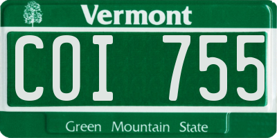 VT license plate COI755