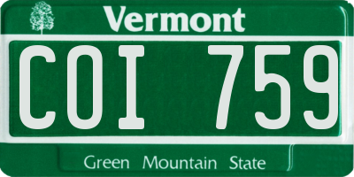 VT license plate COI759