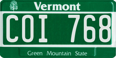 VT license plate COI768