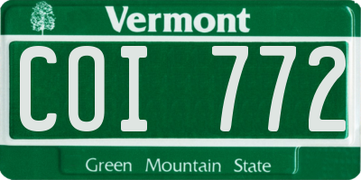 VT license plate COI772