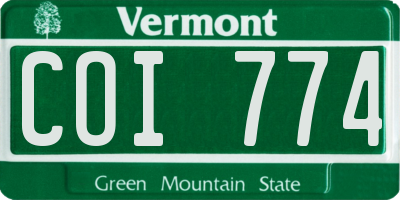 VT license plate COI774