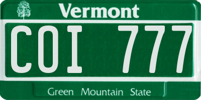 VT license plate COI777