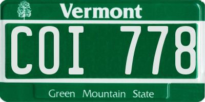 VT license plate COI778